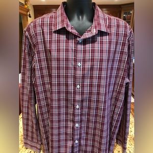 UNTUCKit Men's Red Plaid Casual Button Down Shirt XXL